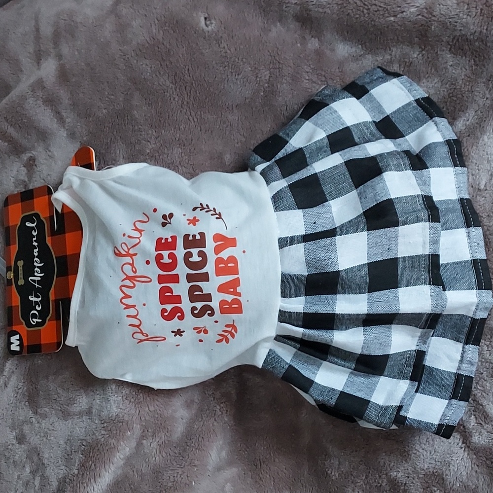 WOOF Pet Dress Fall Season Pumpkin Spice Spice Baby Med